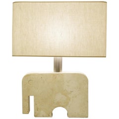 Vintage Italian Travertine Marble Elephant Table Lamp by Fratelli Manelli for Signa