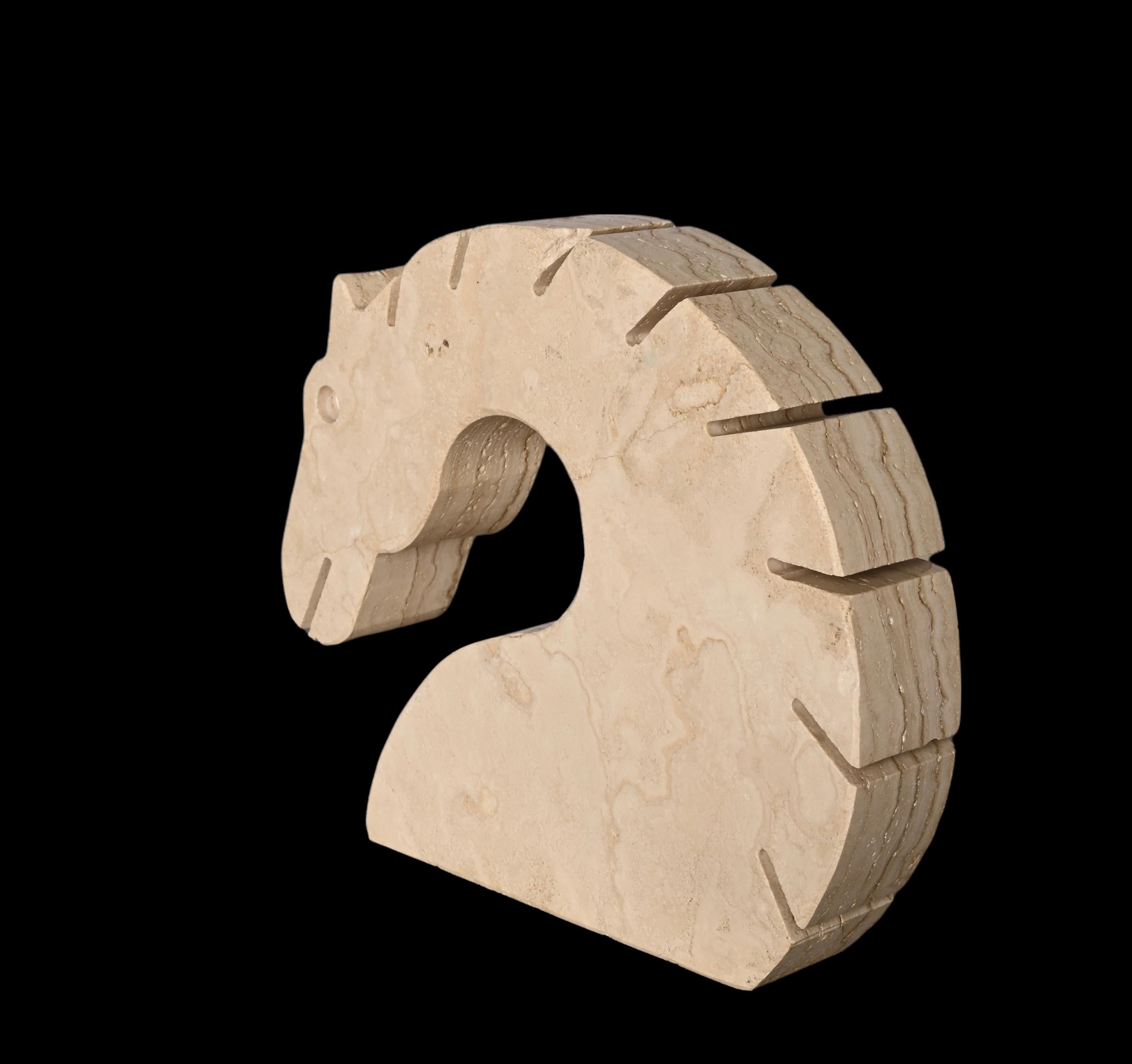 Italian Travertine Marble Horse Sculpture, Fratelli Mannelli, Italy, 1970s For Sale 9