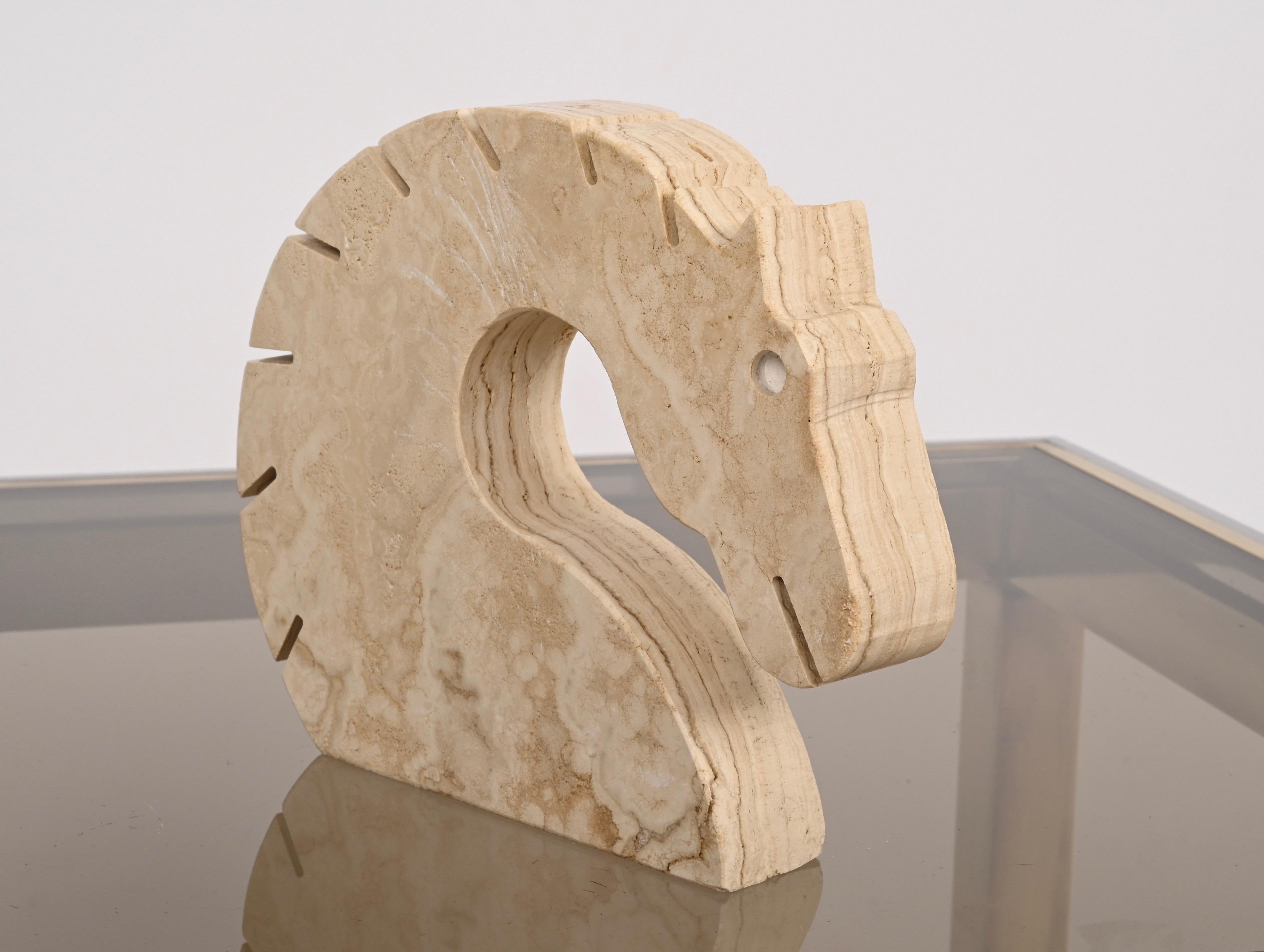 Italian Travertine Marble Horse Sculpture, Fratelli Mannelli, Italy, 1970s For Sale 12