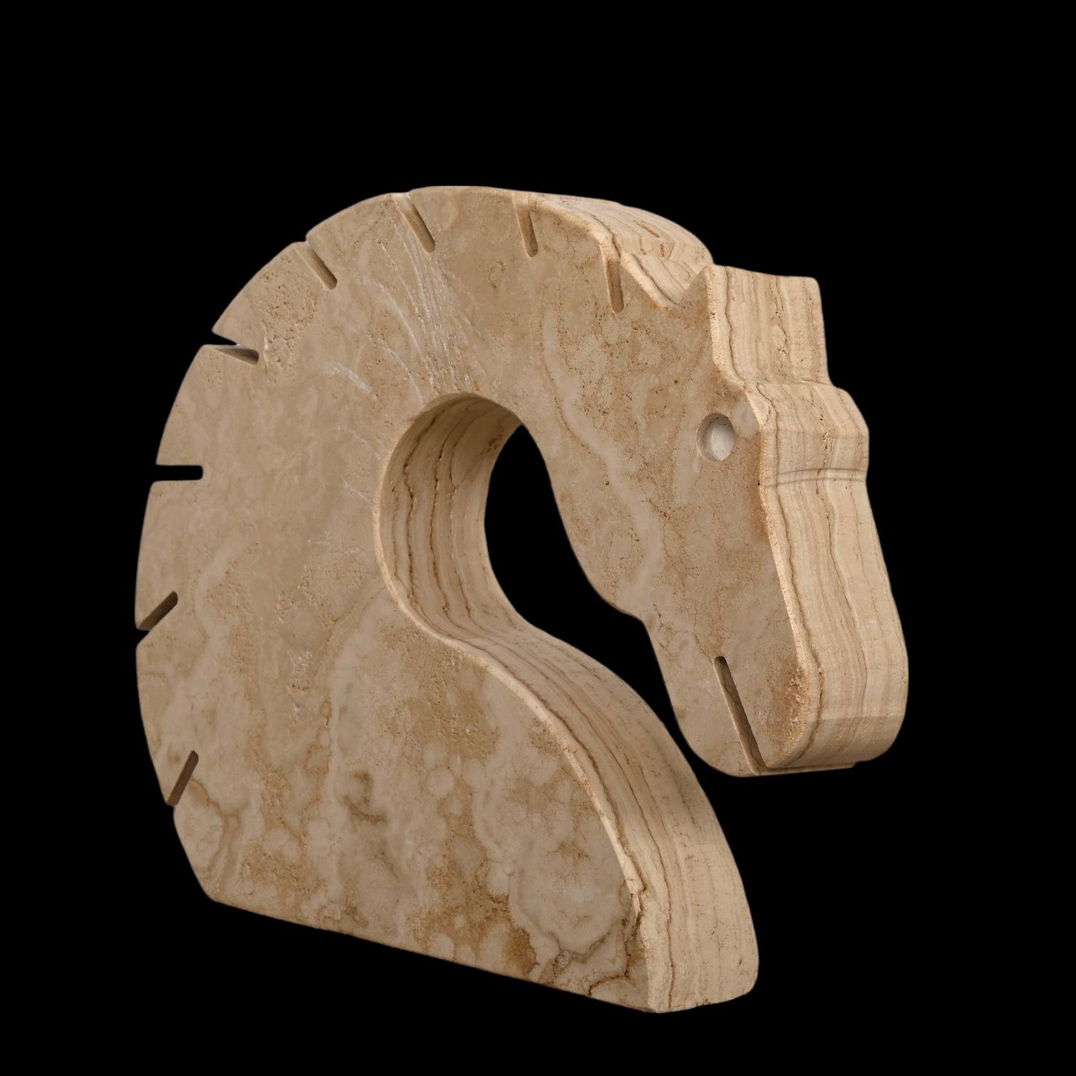 Italian Travertine Marble Horse Sculpture, Fratelli Mannelli, Italy, 1970s For Sale 13