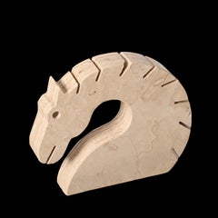 Italian Travertine Marble Horse Sculpture, Fratelli Mannelli, Italy, 1970s