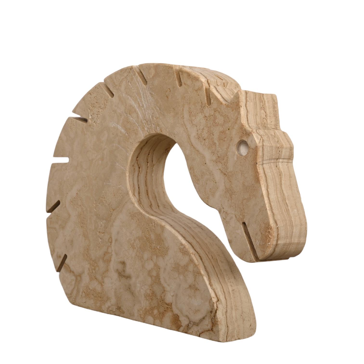 Italian Travertine Marble Horse Sculpture, Fratelli Mannelli, Italy, 1970s For Sale 2
