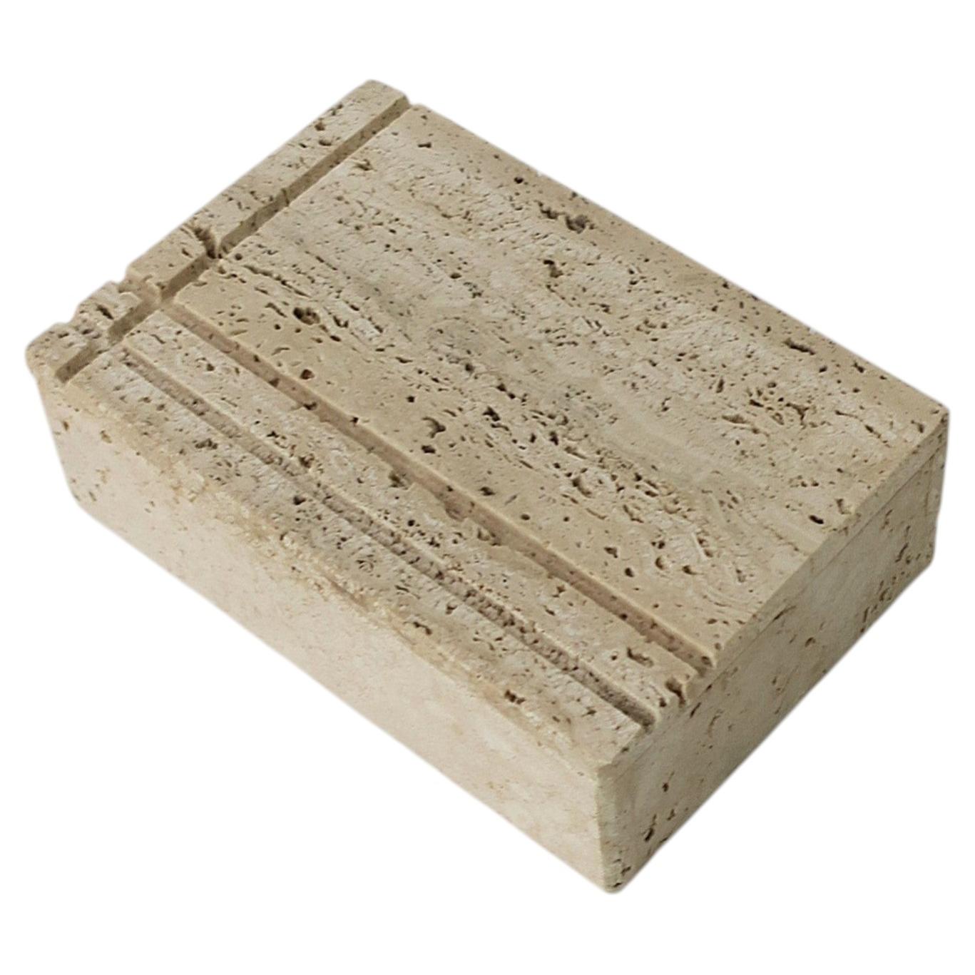 Italian Travertine Marble Jewelry Box, Postmodern, Fratelli Mannelli, '70s Italy