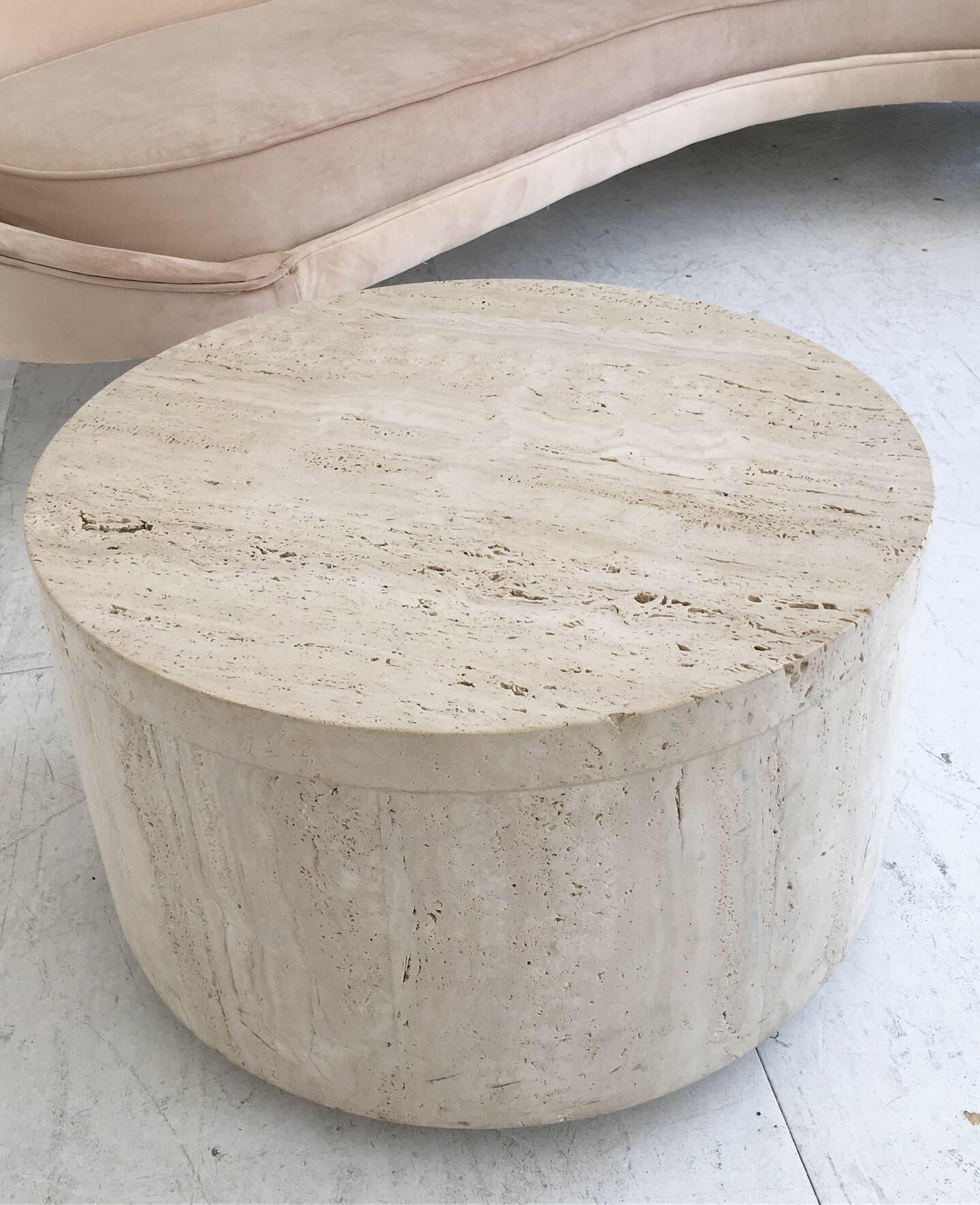 Italian Travertine Marble Round Coffee Table or Side Table at 1stDibs