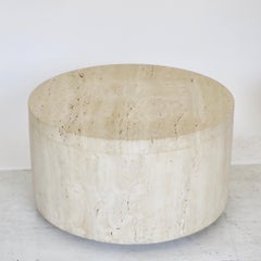 Italian Travertine Marble Round Coffee Table or Side Table