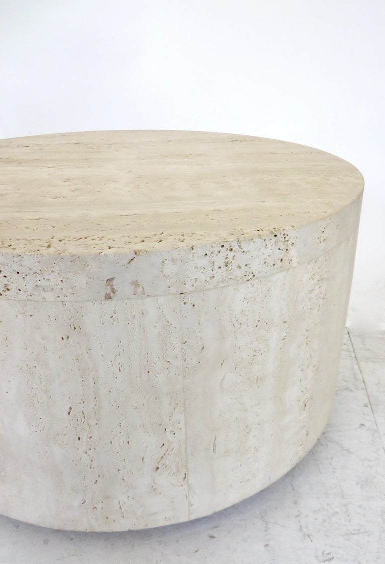 Italian Travertine Marble Round Coffee Table or Side Table at 1stDibs