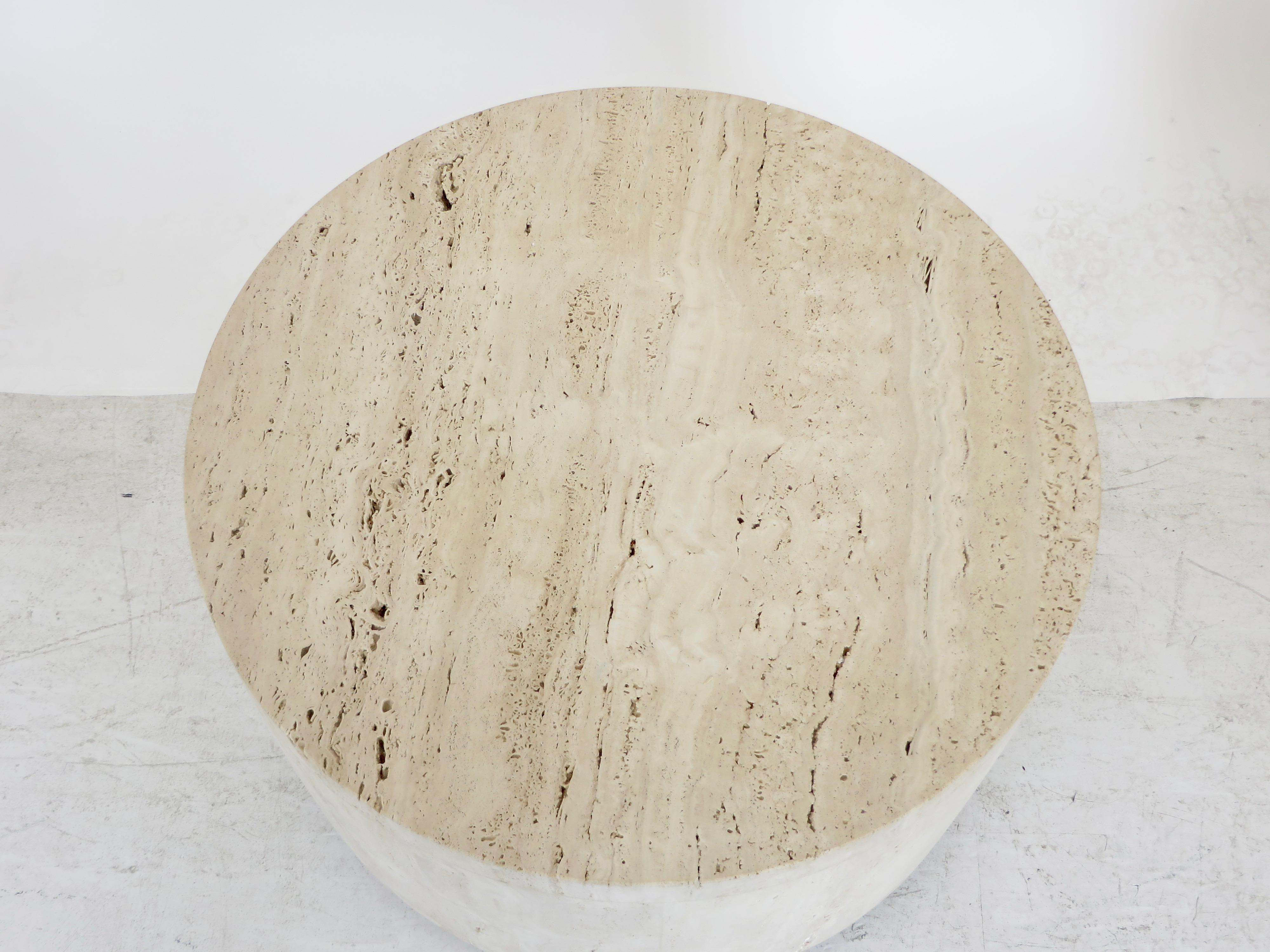 Italian Travertine Marble Round Coffee Table or Side Table at 1stDibs ...