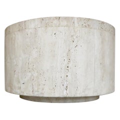 Italian Travertine Marble Round Coffee Table or Side Table