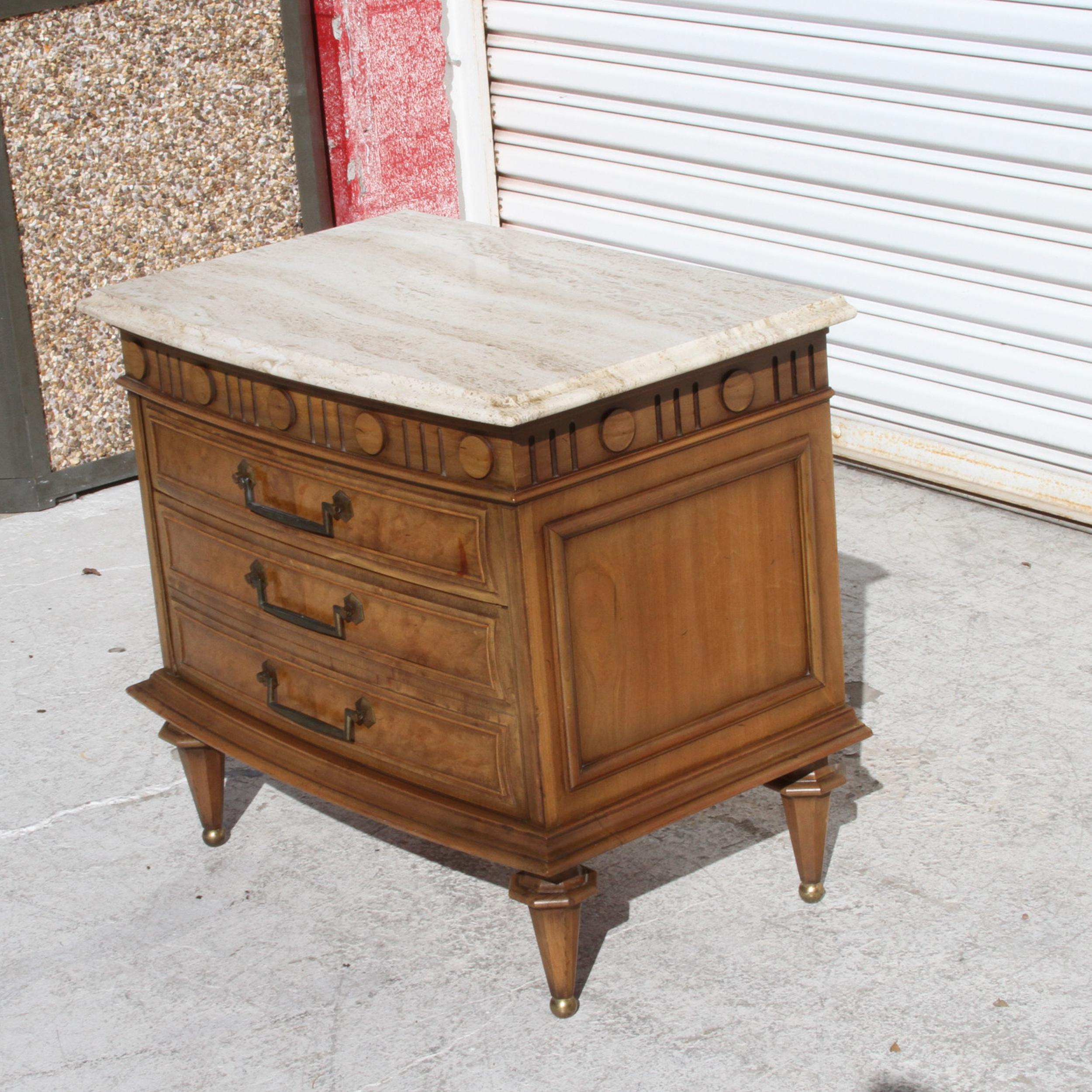 Italian travertine marble top nightstands For Sale 4
