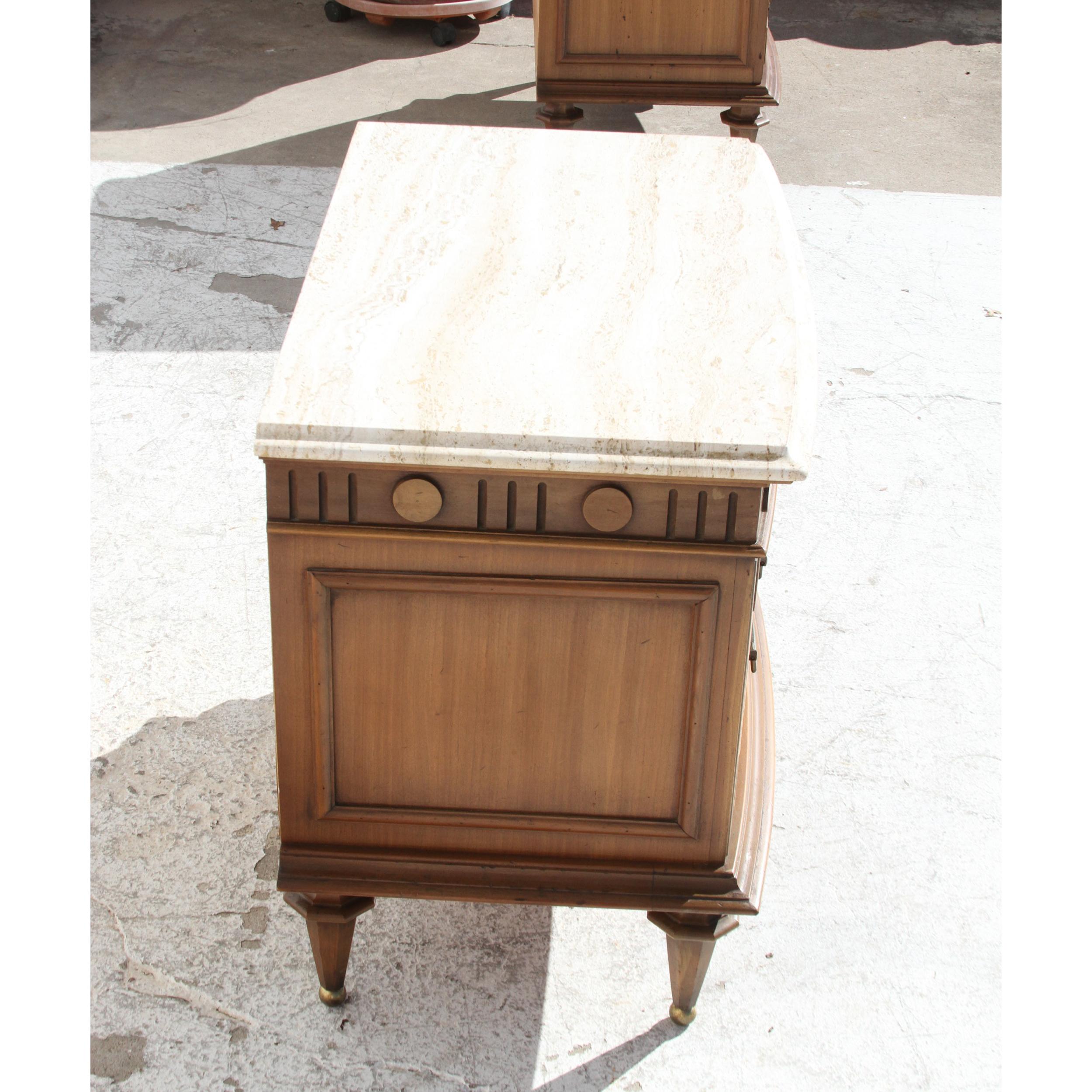 Italian travertine marble top nightstands For Sale 6