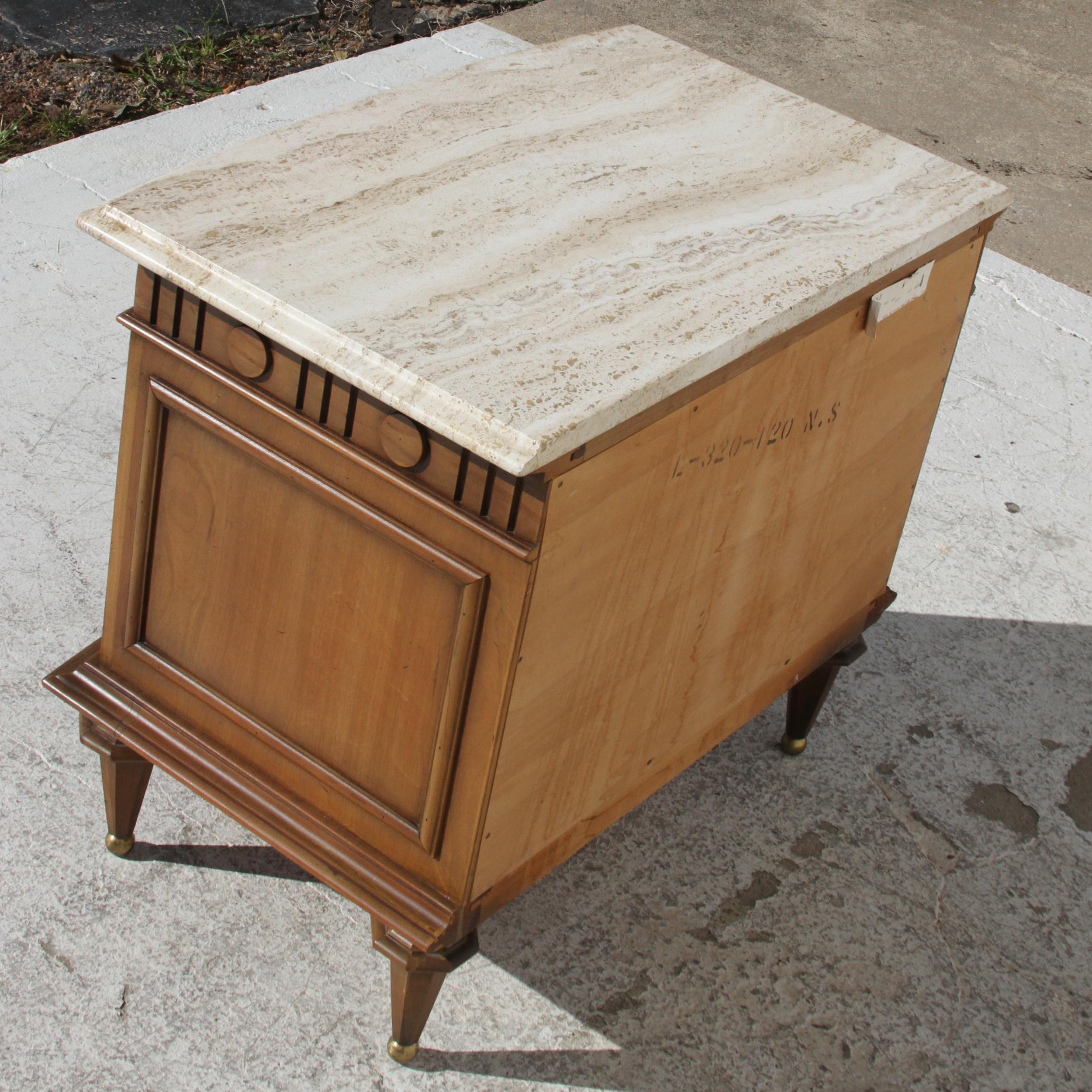 Italian travertine marble top nightstands For Sale 7