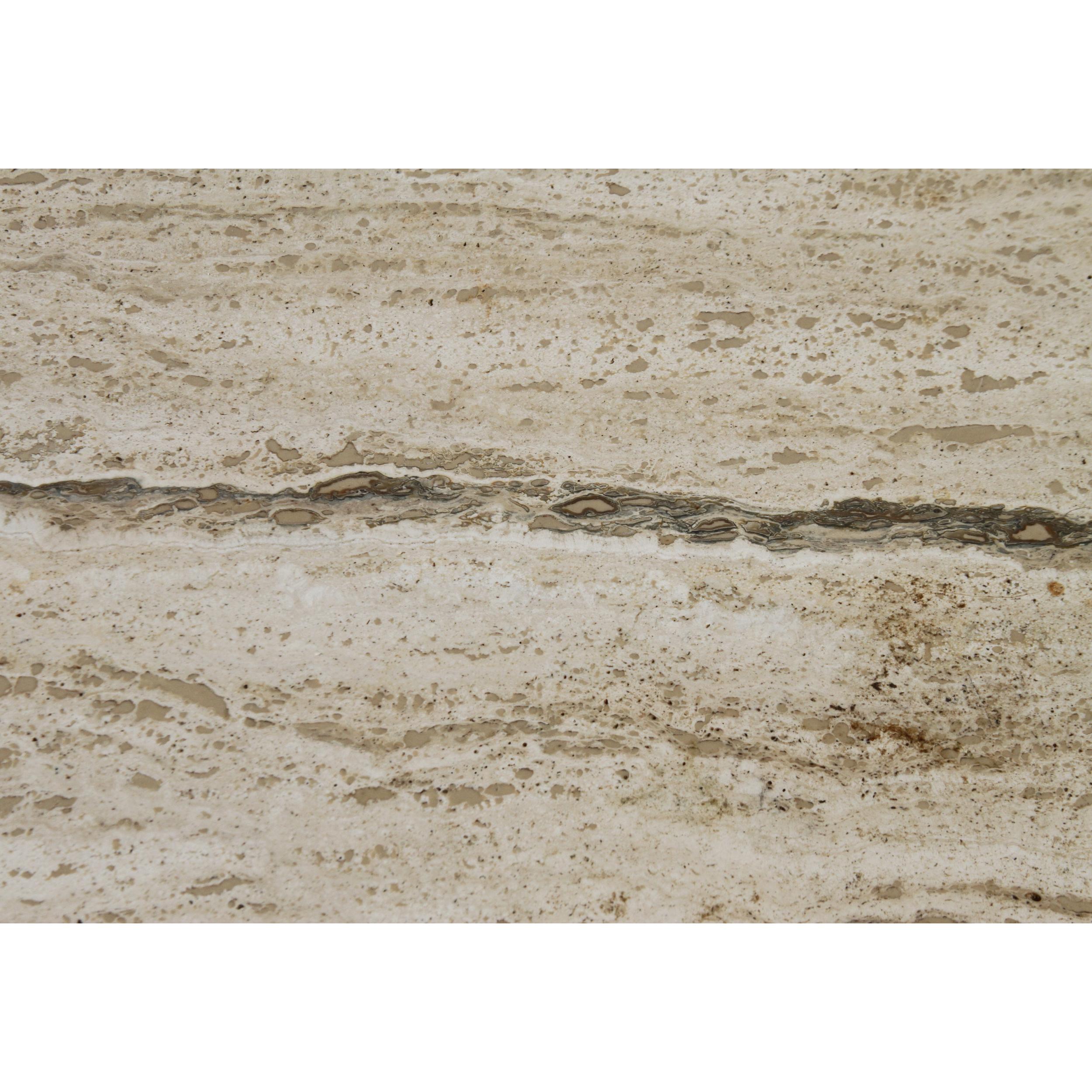 Brass Italian travertine marble top nightstands For Sale
