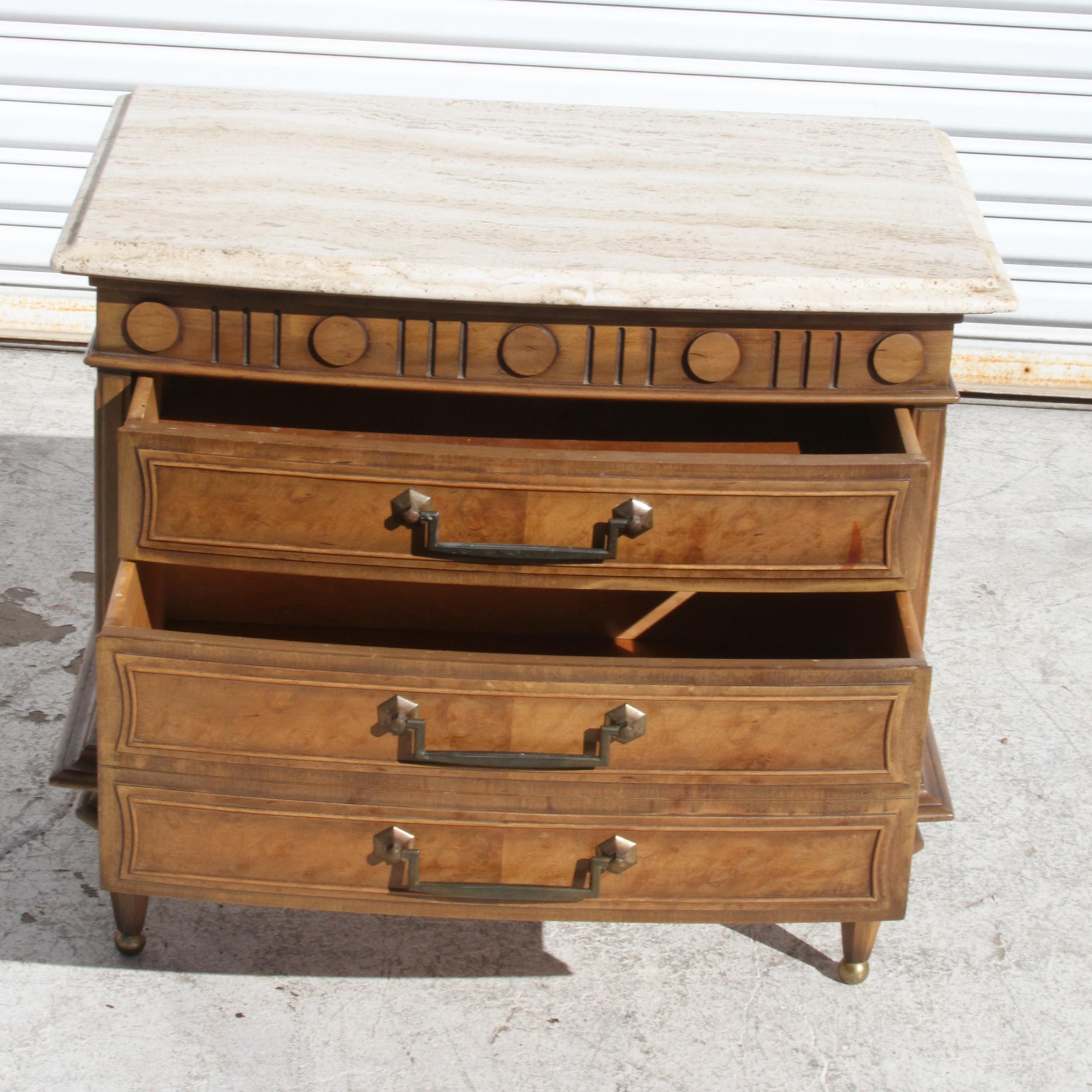 Italian travertine marble top nightstands For Sale 1