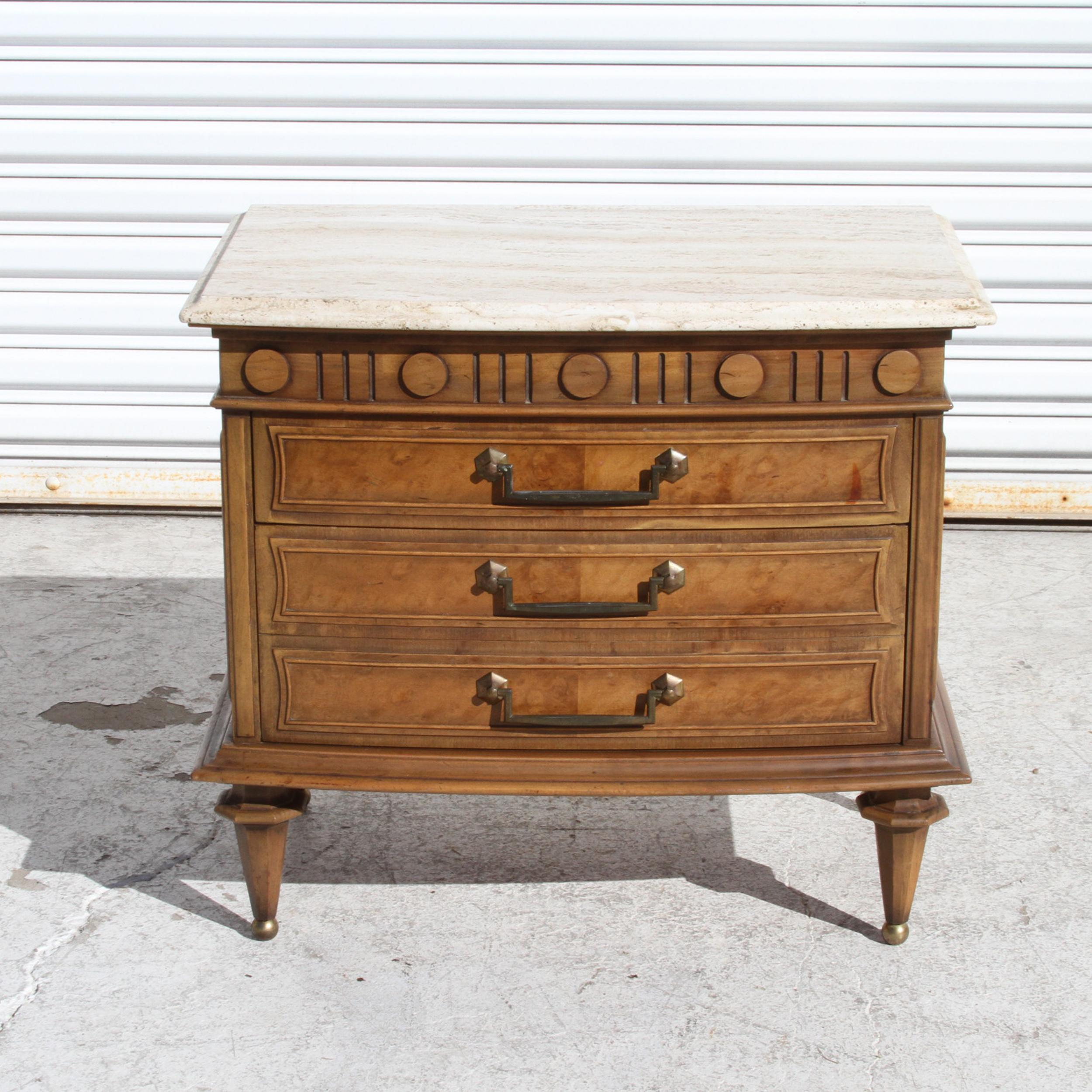 Italian travertine marble top nightstands For Sale 2