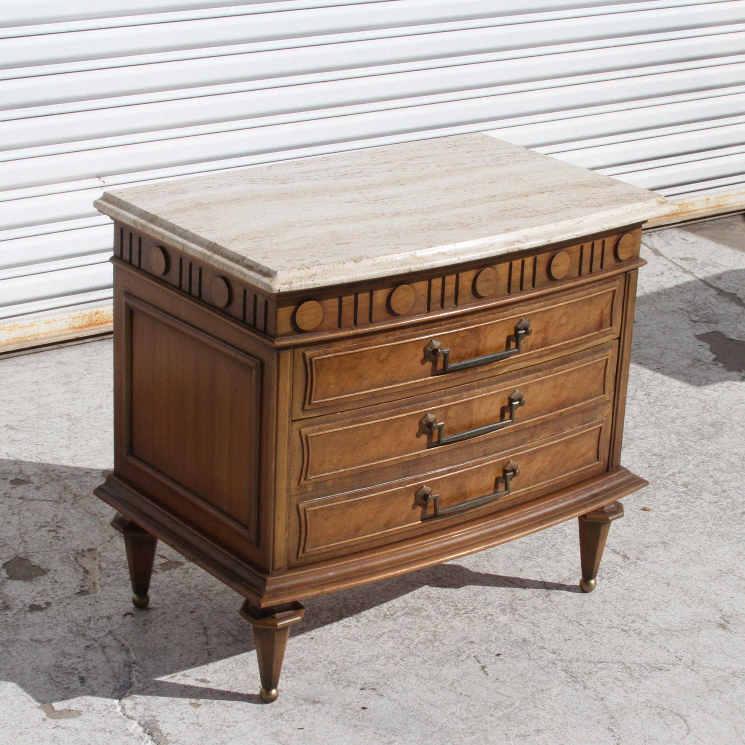 Italian travertine marble top nightstands For Sale 3