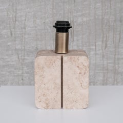 Lampada da tavolo italiana di metà secolo in travertino 'Fino a 2 disponibili'