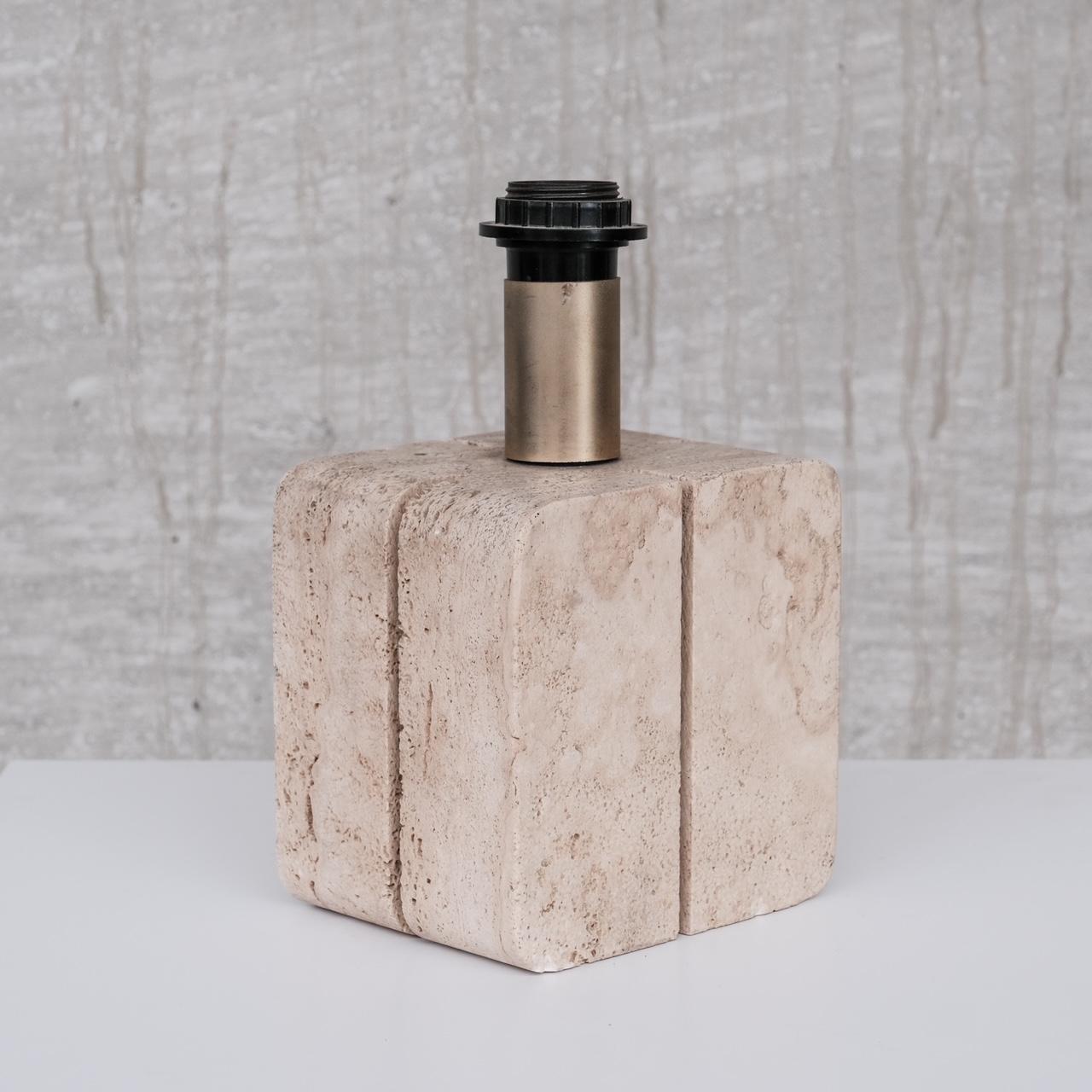 Italian Travertine Mid-Century Table Lamp 'Up to 2 Available' In Good Condition For Sale In London, GB