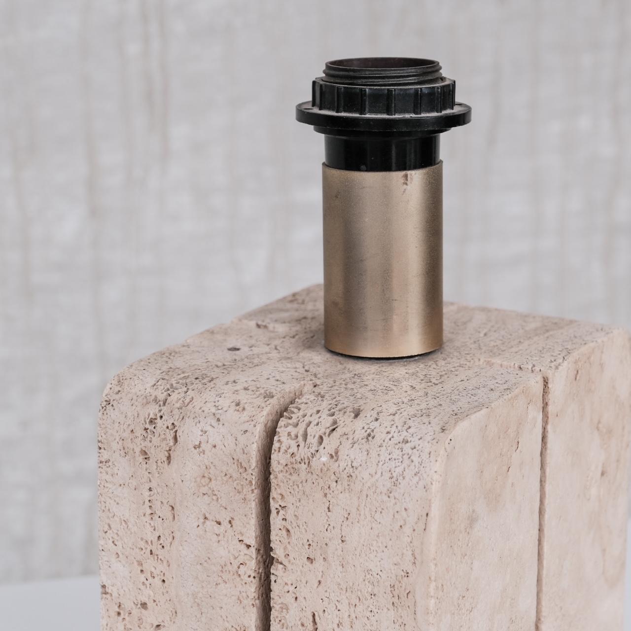 Late 20th Century Italian Travertine Mid-Century Table Lamp 'Up to 2 Available' For Sale