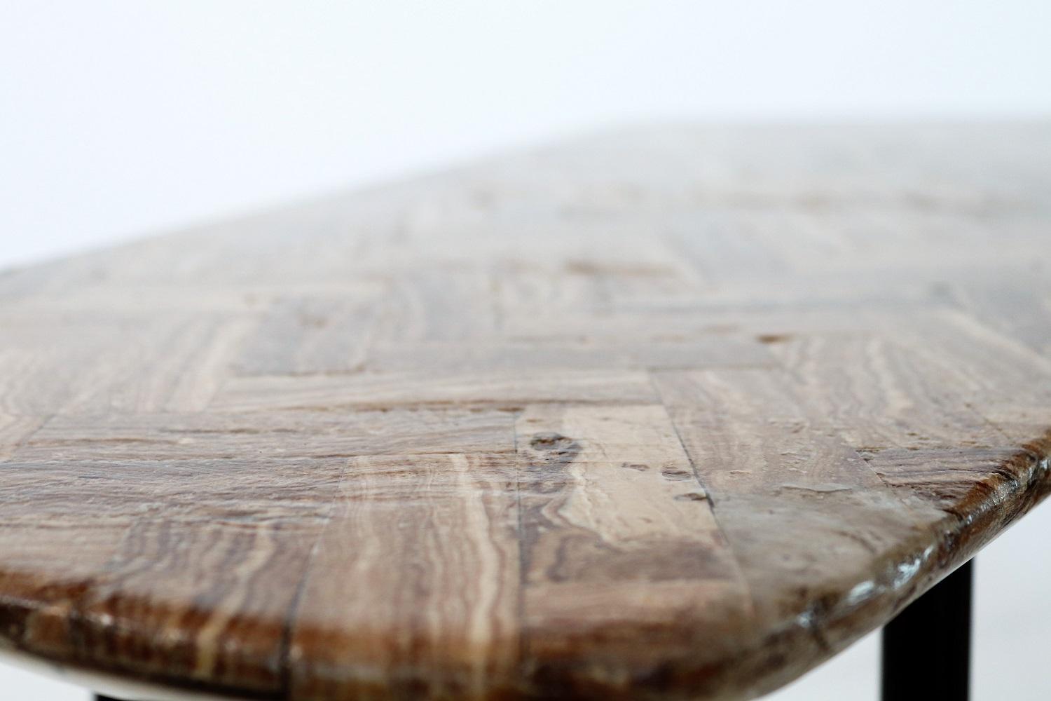 Italian Travertine Mosaic Midcentury Coffee Table, 1950s 4