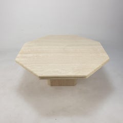 Italian Travertine Octagon Coffee Table, 1980s