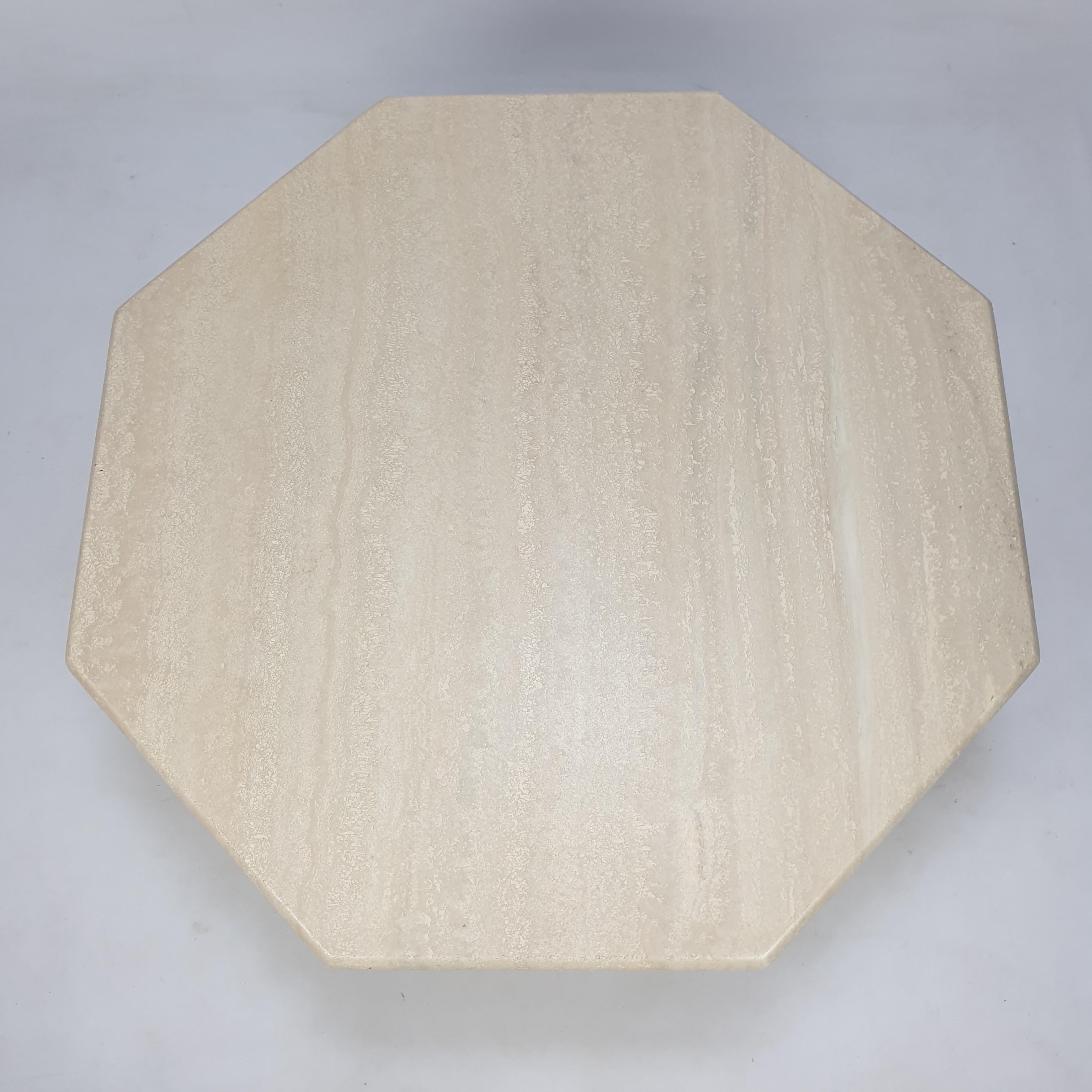 Italian Travertine Octagon Coffee Table, 1980s 1