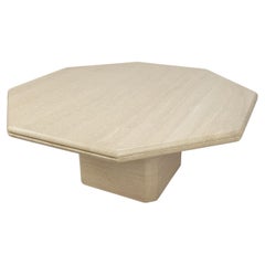 Italian Travertine Octagon Coffee Table, 1980s