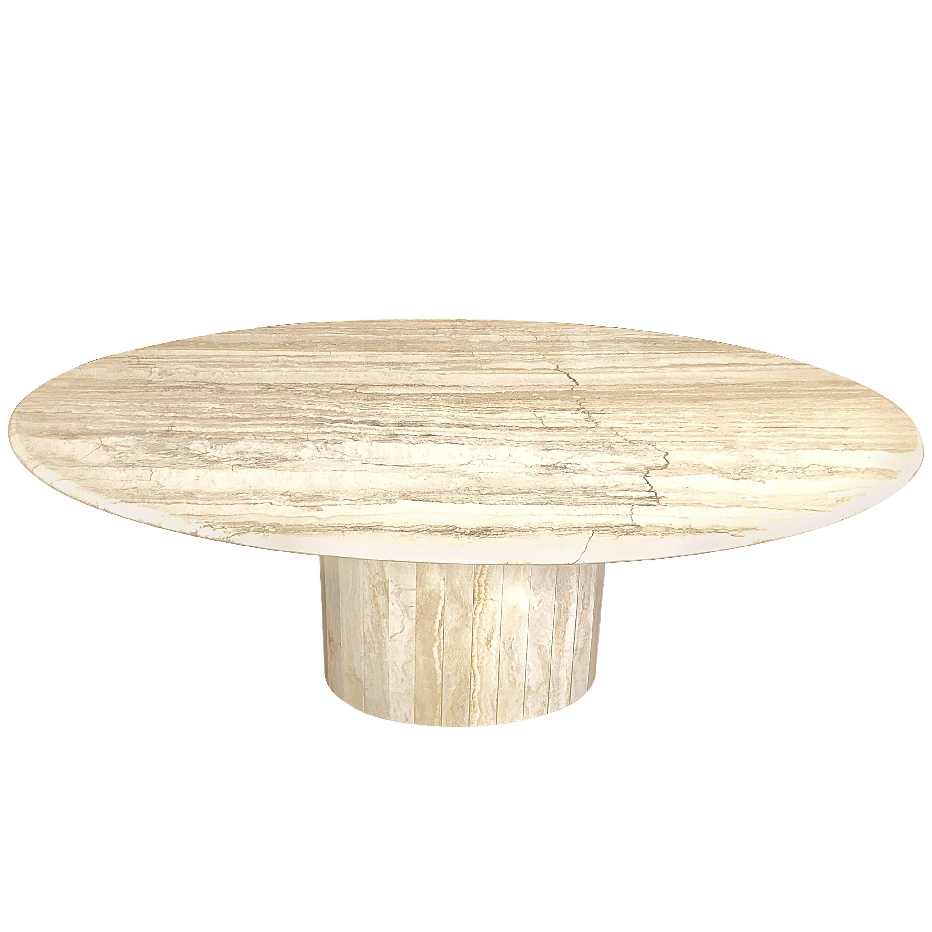 Italian Travertine Oval Dining Table by Ello