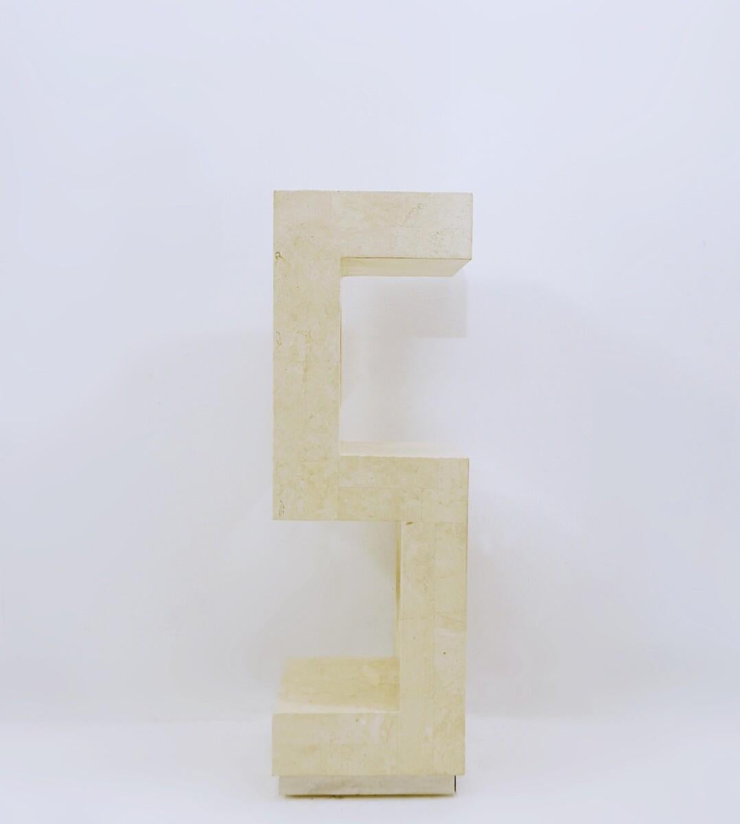 Mid-Century Modern Italian Travertine Pedestal, 1980s