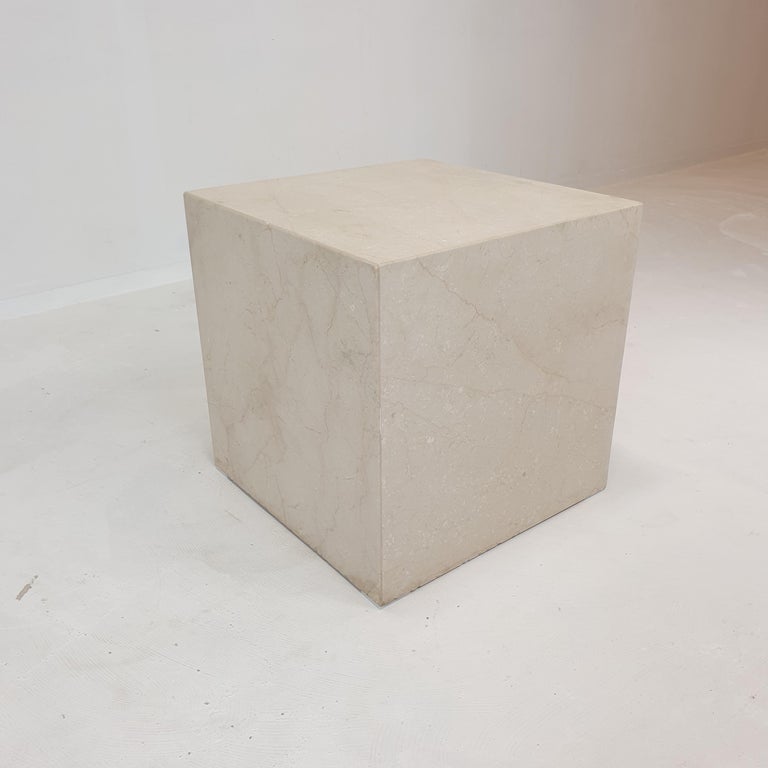 Italian Travertine Pedestal or Side Table, 1980's For Sale 4