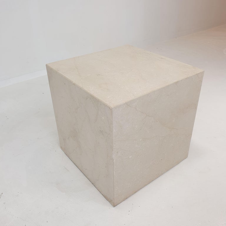 Italian Travertine Pedestal or Side Table, 1980's For Sale 5