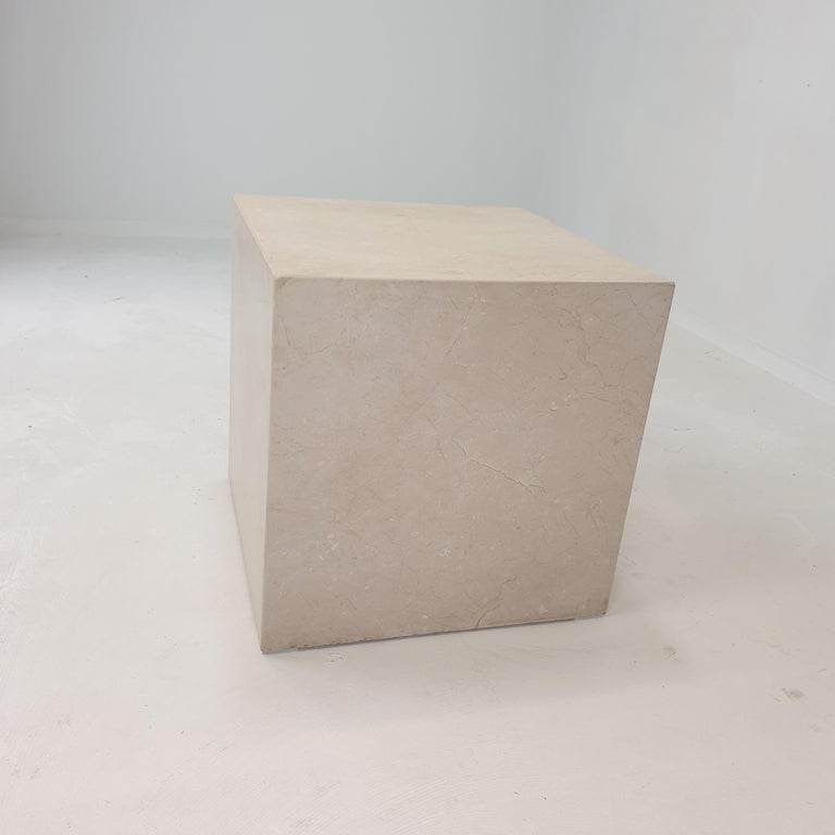 Italian Travertine Pedestal or Side Table, 1980's For Sale 6