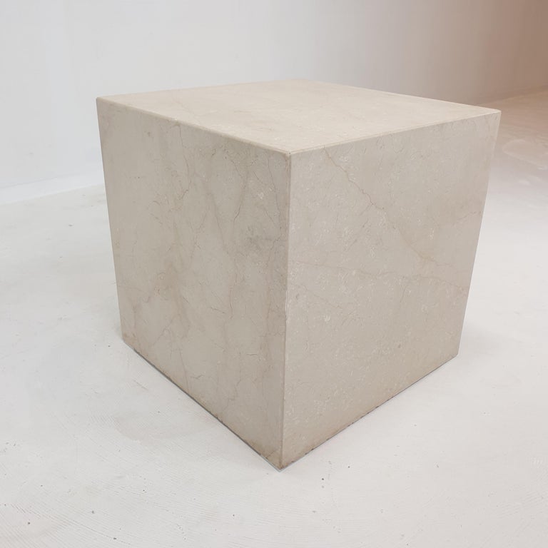 Italian Travertine Pedestal or Side Table, 1980's For Sale 7