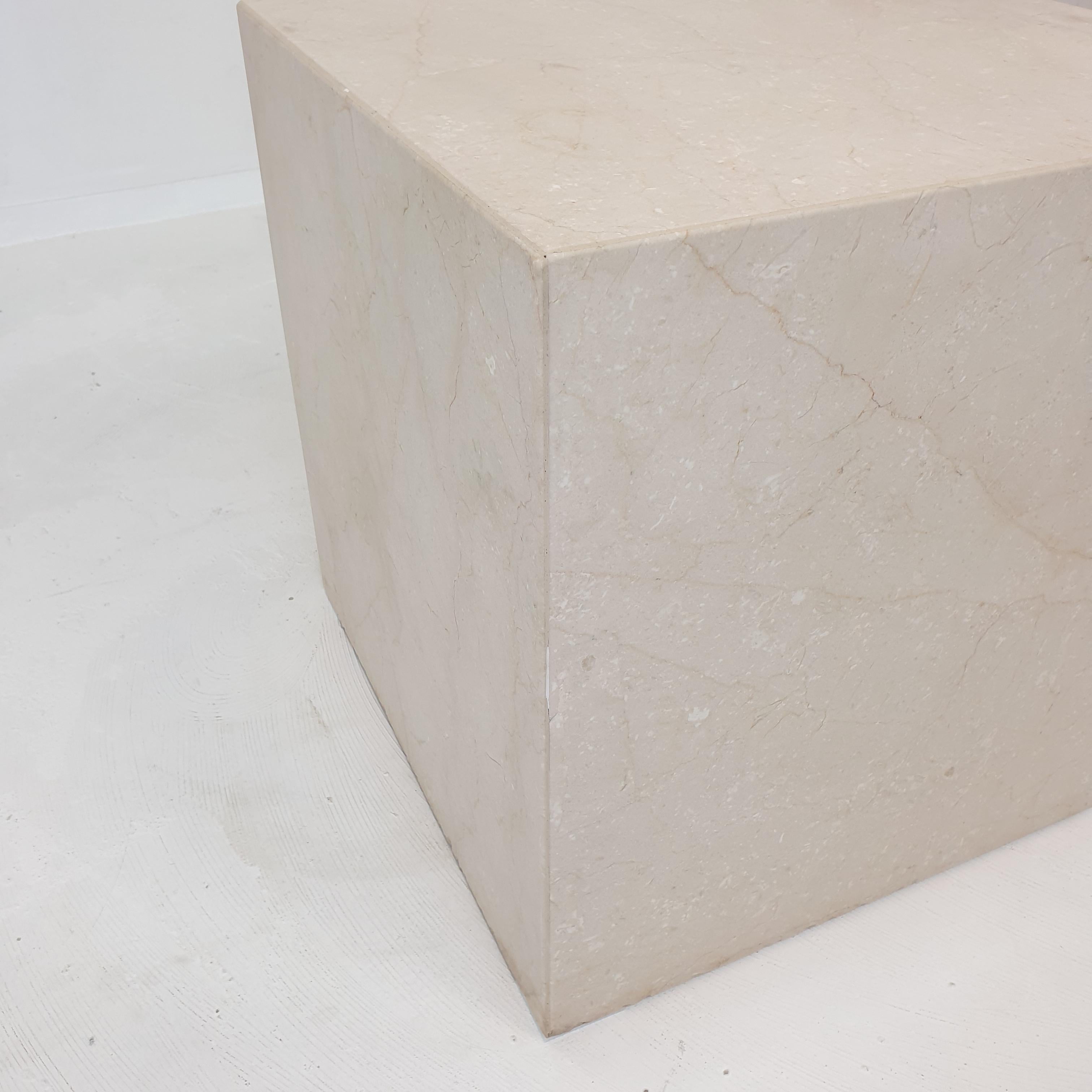Italian Travertine Pedestal or Side Table, 1980's For Sale 11