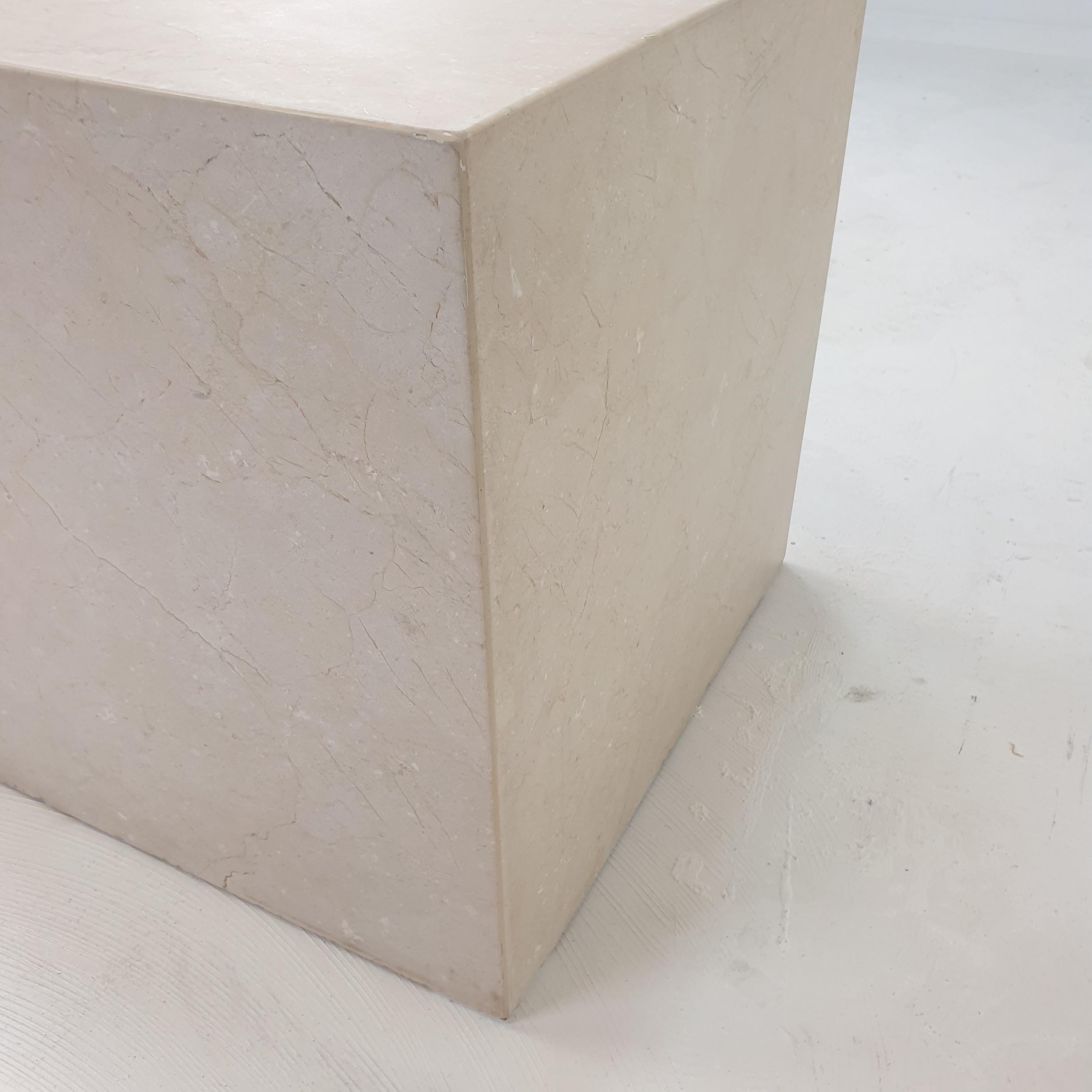 Italian Travertine Pedestal or Side Table, 1980's For Sale 12