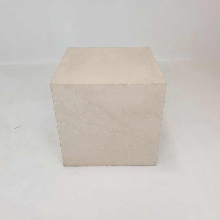 Hand-Crafted Italian Travertine Pedestal or Side Table, 1980's For Sale