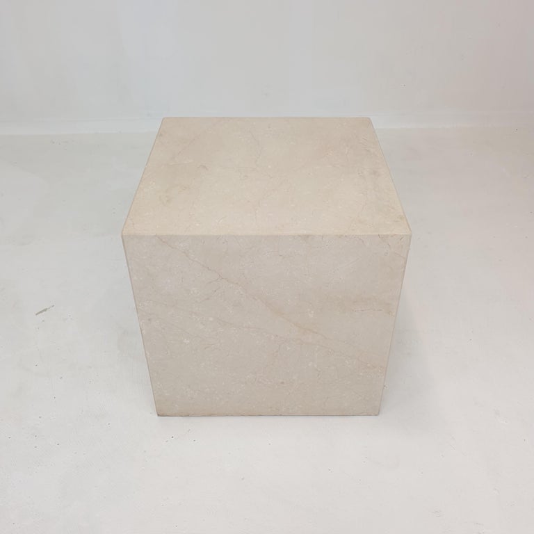 Italian Travertine Pedestal or Side Table, 1980's In Good Condition For Sale In Oud Beijerland, NL