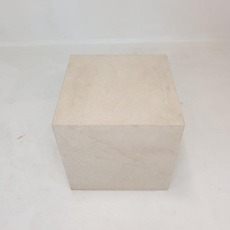 Late 20th Century Italian Travertine Pedestal or Side Table, 1980's For Sale
