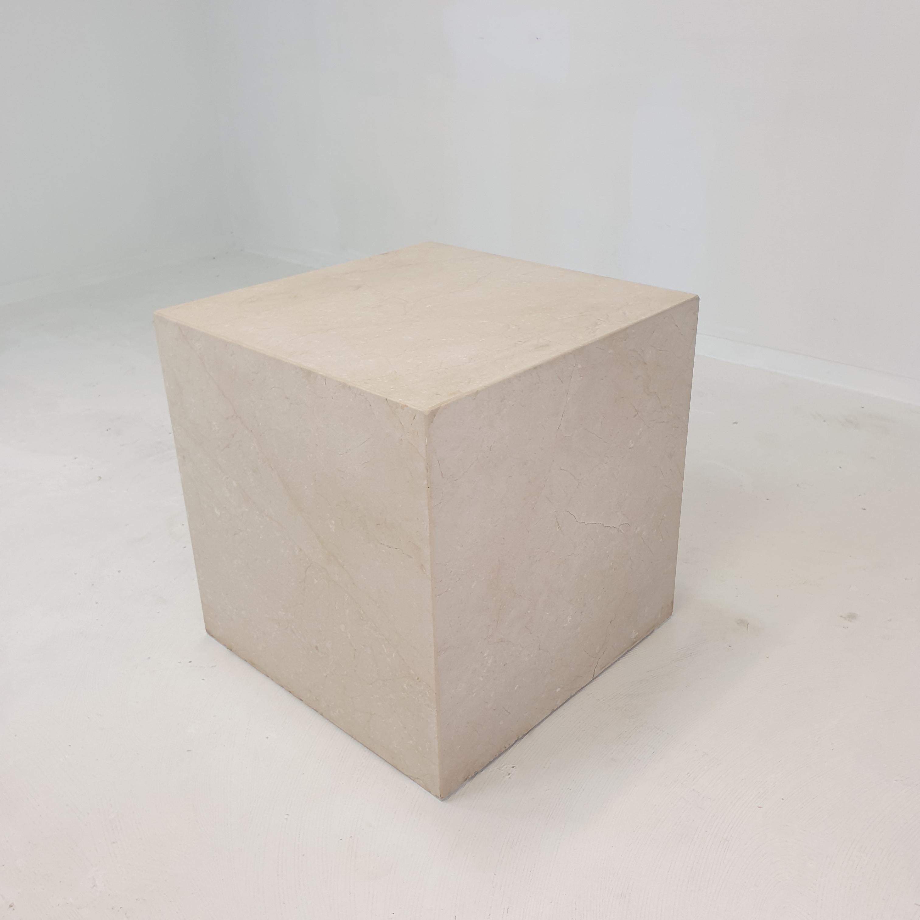 Italian Travertine Pedestal or Side Table, 1980's For Sale 2