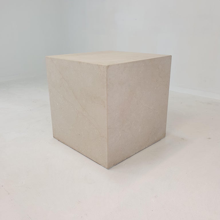 Italian Travertine Pedestal or Side Table, 1980's For Sale 3