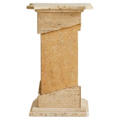 Italian Travertine Pedestal with Raw Edges, 1970s - 2 Available