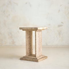 Italian Travertine Pedestal with Stepped Base, 1970s