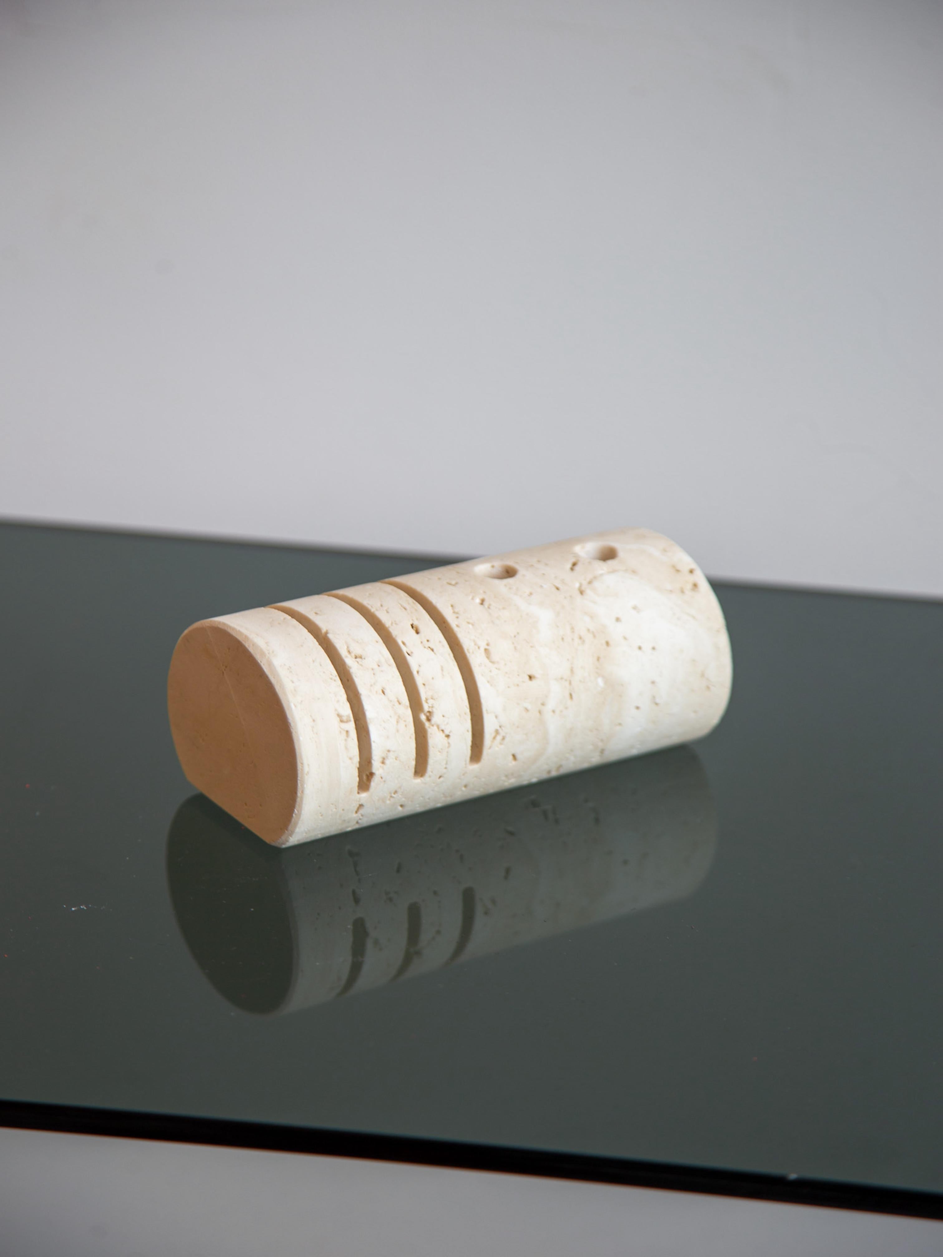 Italian Travertine Pen and Card Holder In Good Condition For Sale In Byron Bay, NSW