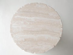 Italian Travertine Post Modern Fluted Pedestal Centerpiece Table, Circa 1980's