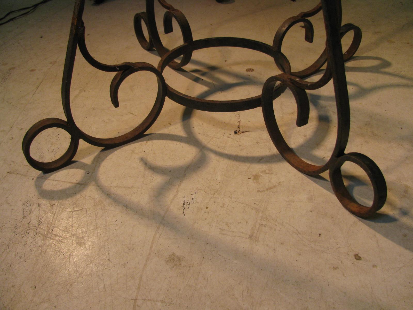 Italian Travertine Stone Round Top with Wrought Iron Base Dining Table 3