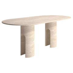 Italian Travertine Sculptural Handmade Dining Table , Custom Travertine Table