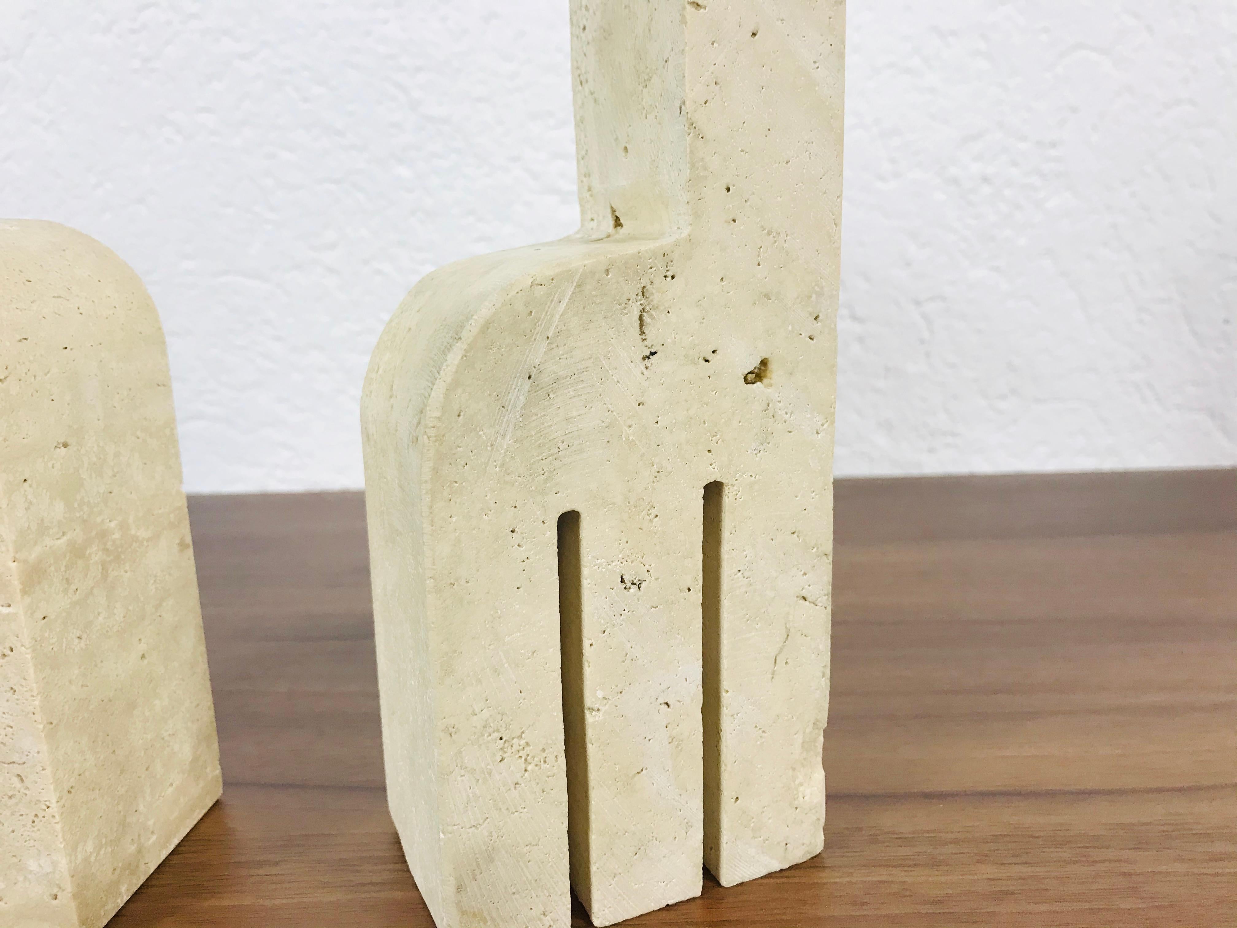 Italian Travertine Sculpture Book Ends by Fratelli Mannelli, Italy, 1970s, Pair 2