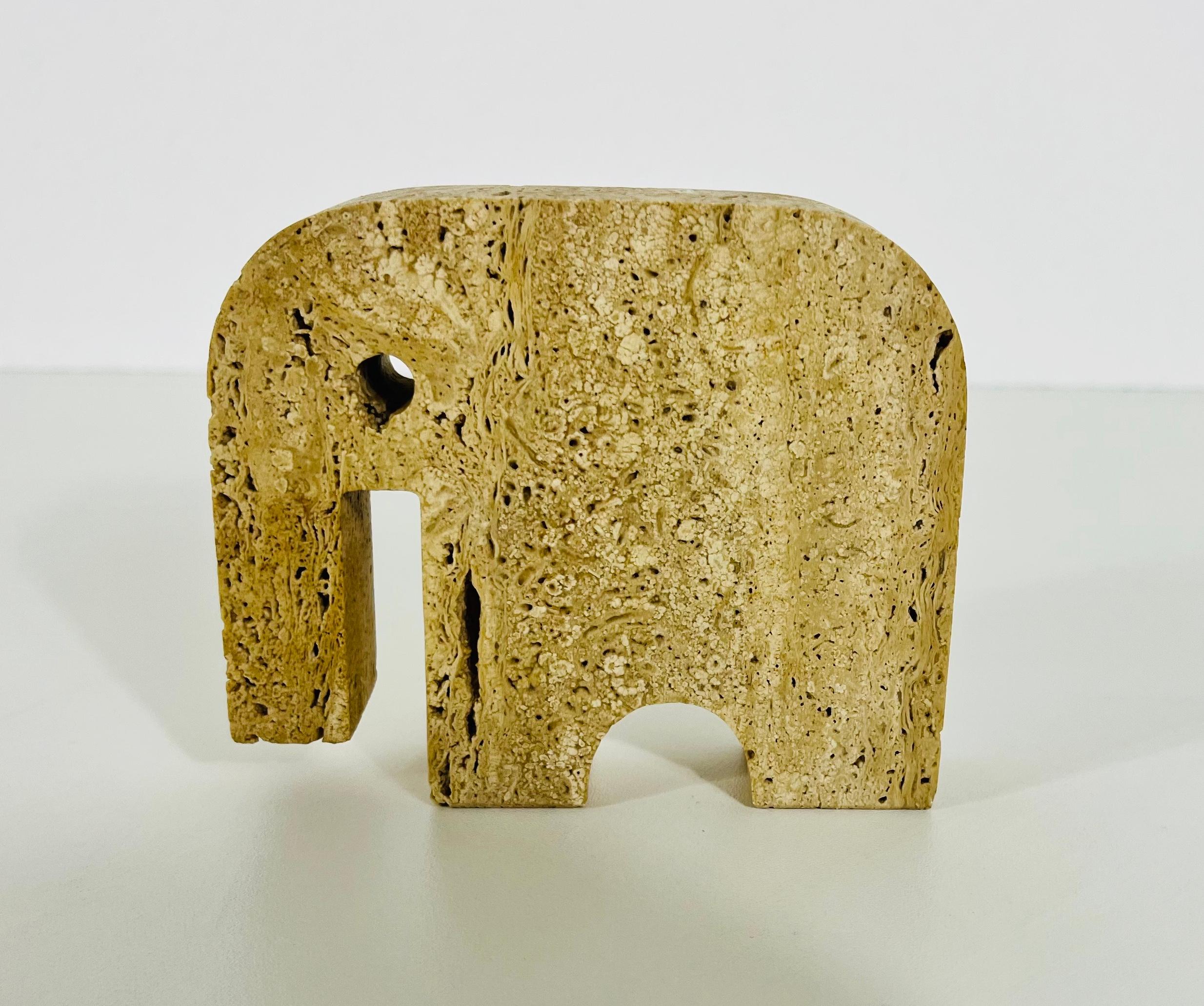 Wonderful sculpture by Fratelli Mannelli for Travertino di Rapolano. Elephant shape travertine sculpture from the 1970s.