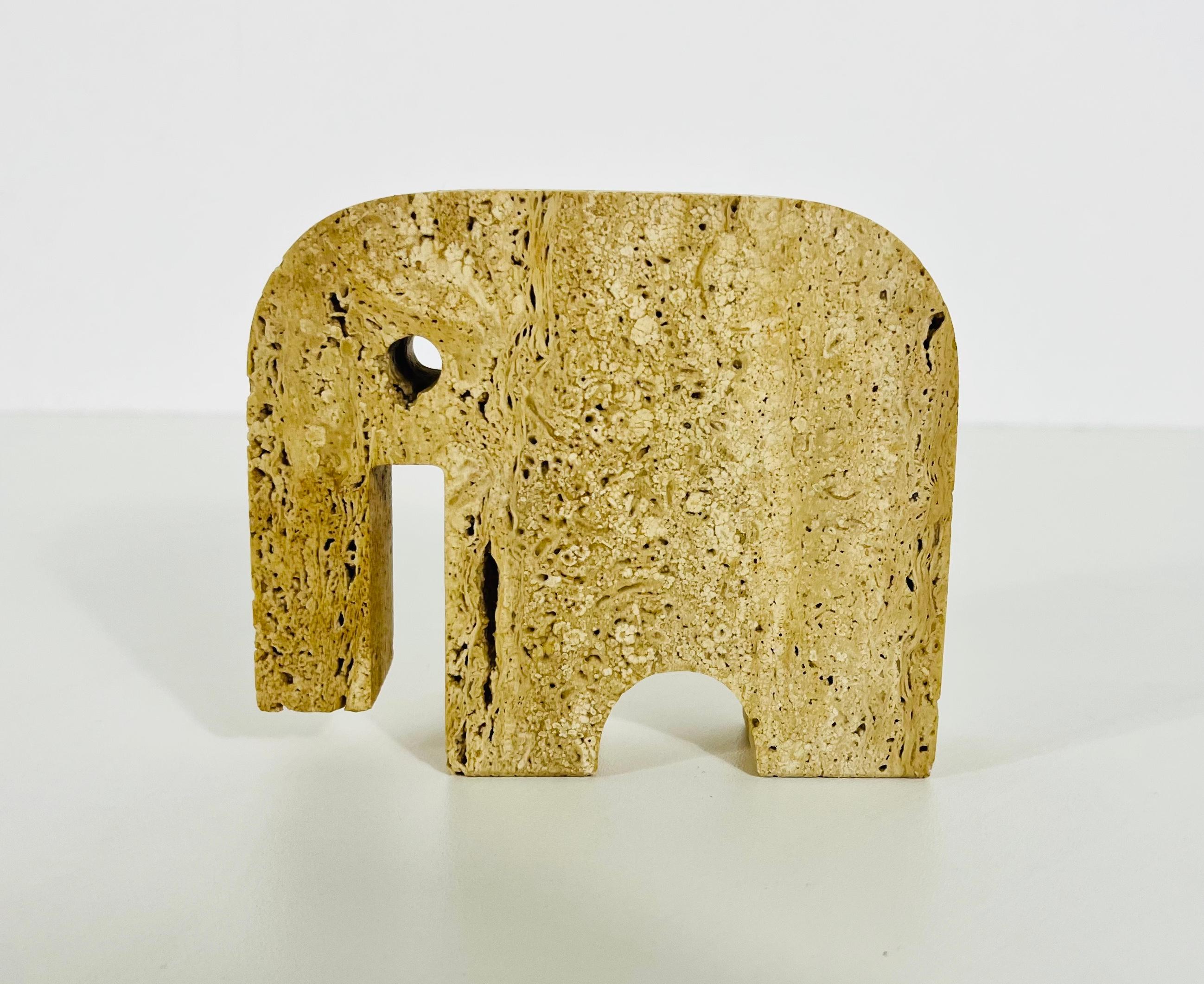 Mid-Century Modern Italian Travertine Sculpture Elephant by Fratelli Mannelli, Italy, 1970s For Sale