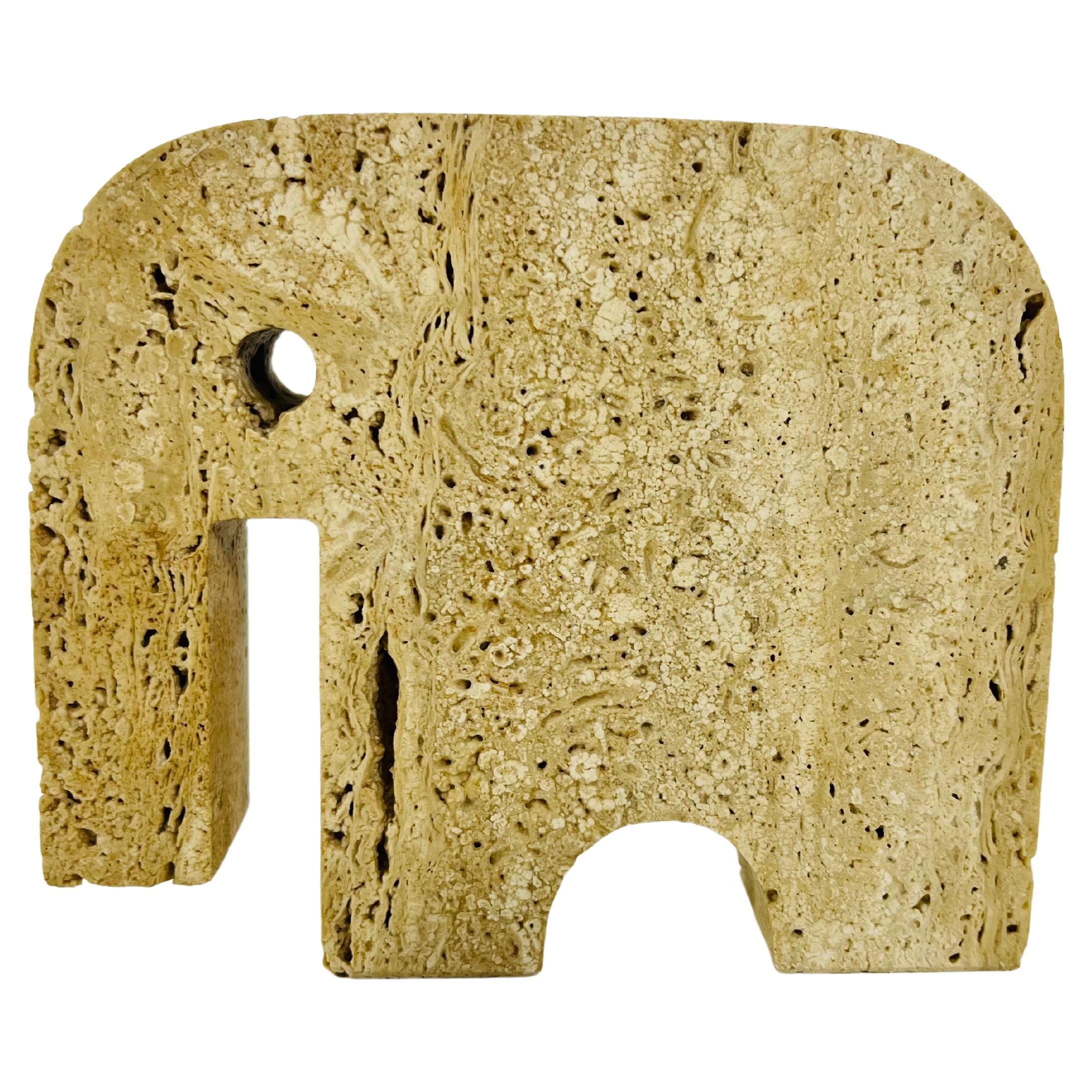Italian Travertine Sculpture Elephant by Fratelli Mannelli, Italy, 1970s For Sale