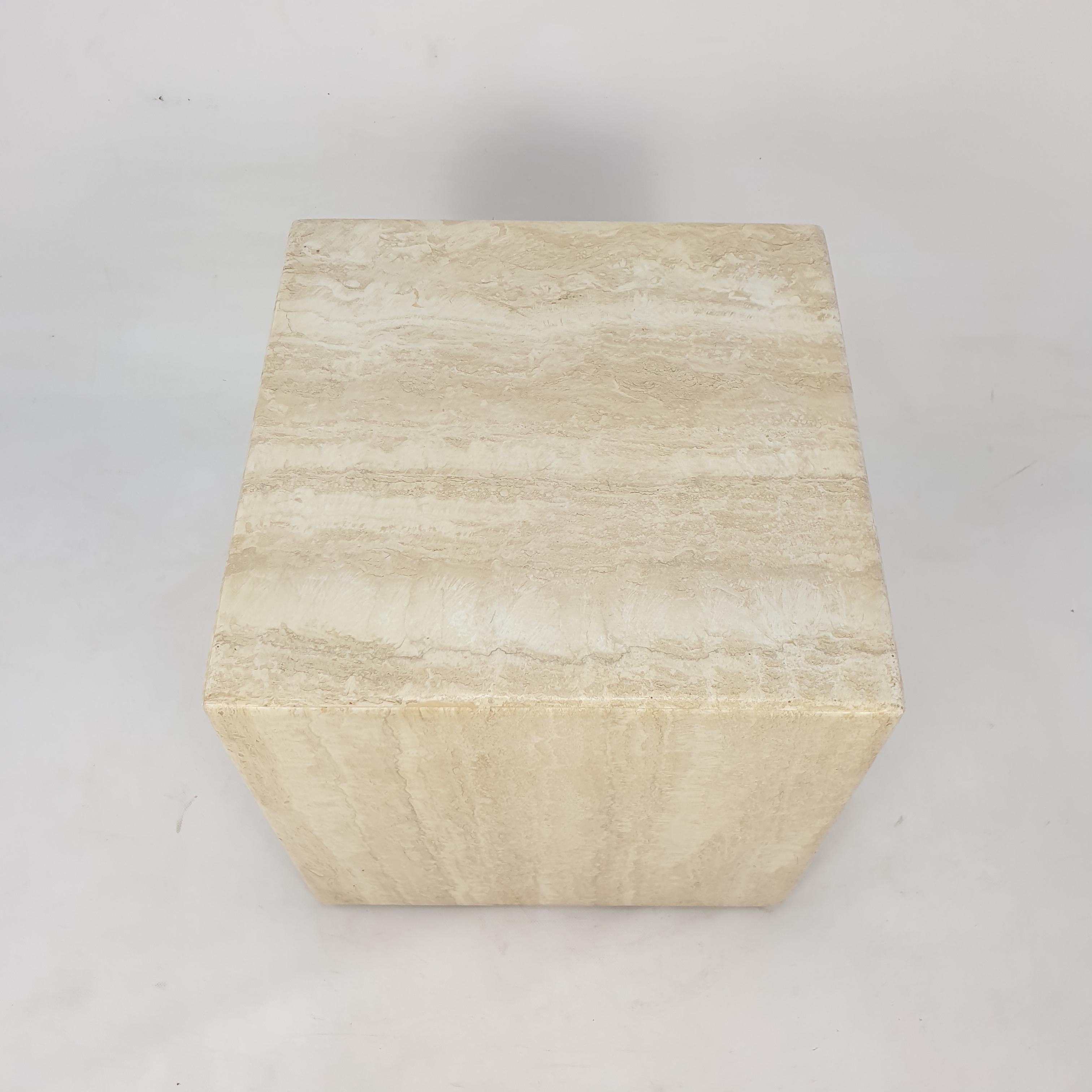 Italian Travertine Side Table, 1980's For Sale 7
